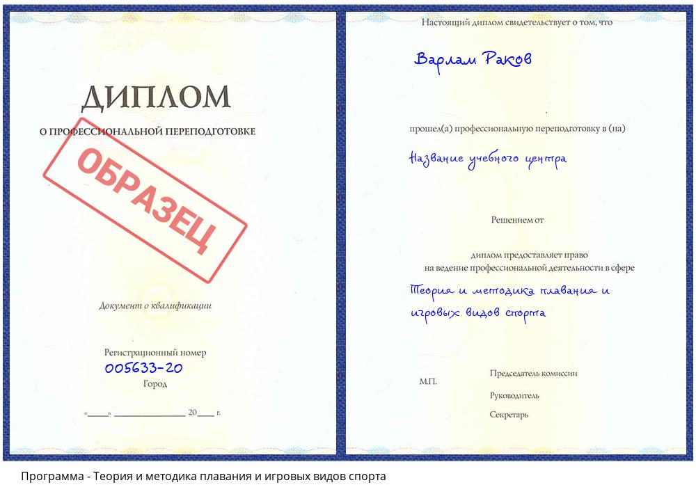 Теория и методика плавания и игровых видов спорта Кандалакша