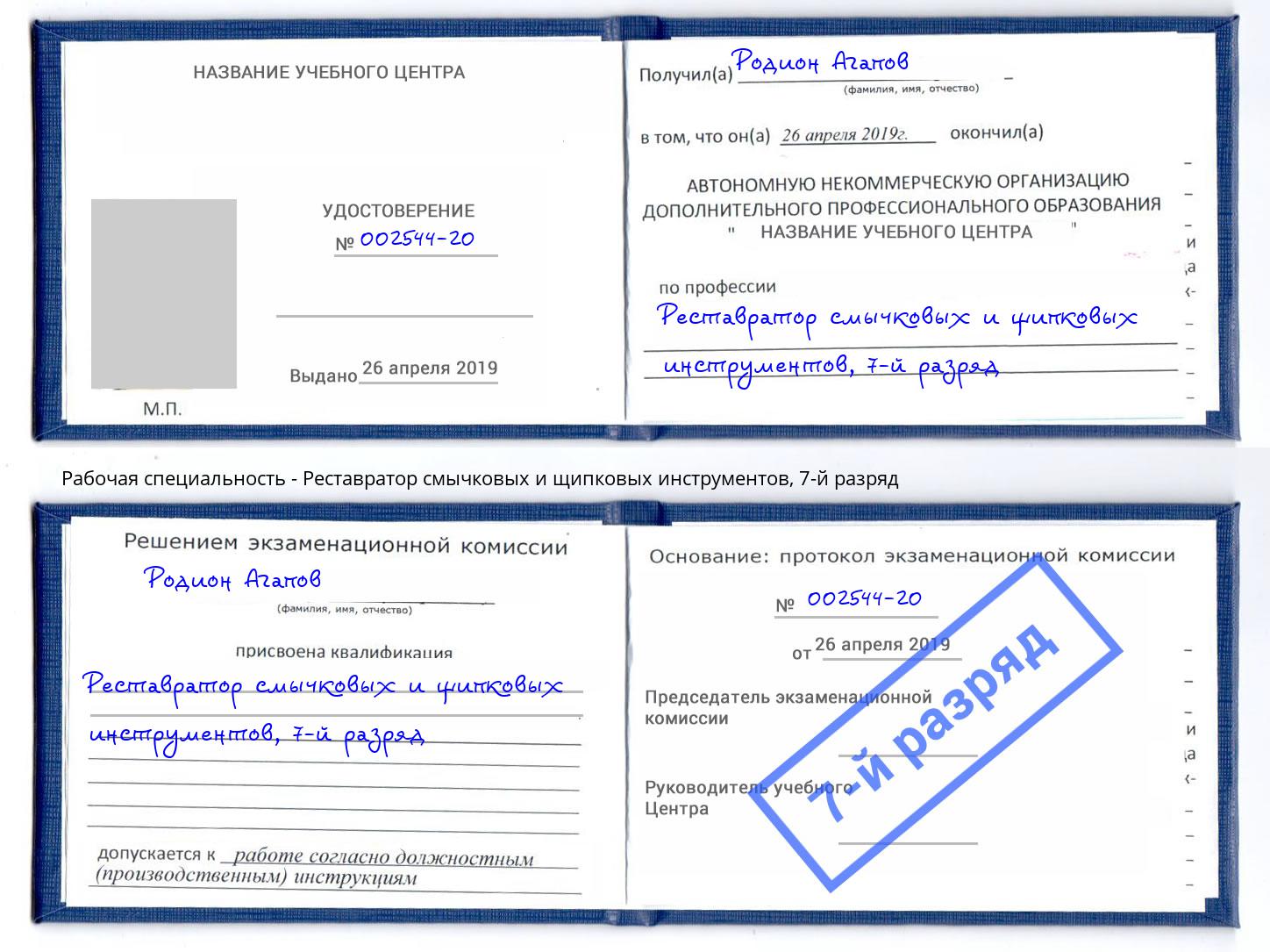 корочка 7-й разряд Реставратор смычковых и щипковых инструментов Кандалакша