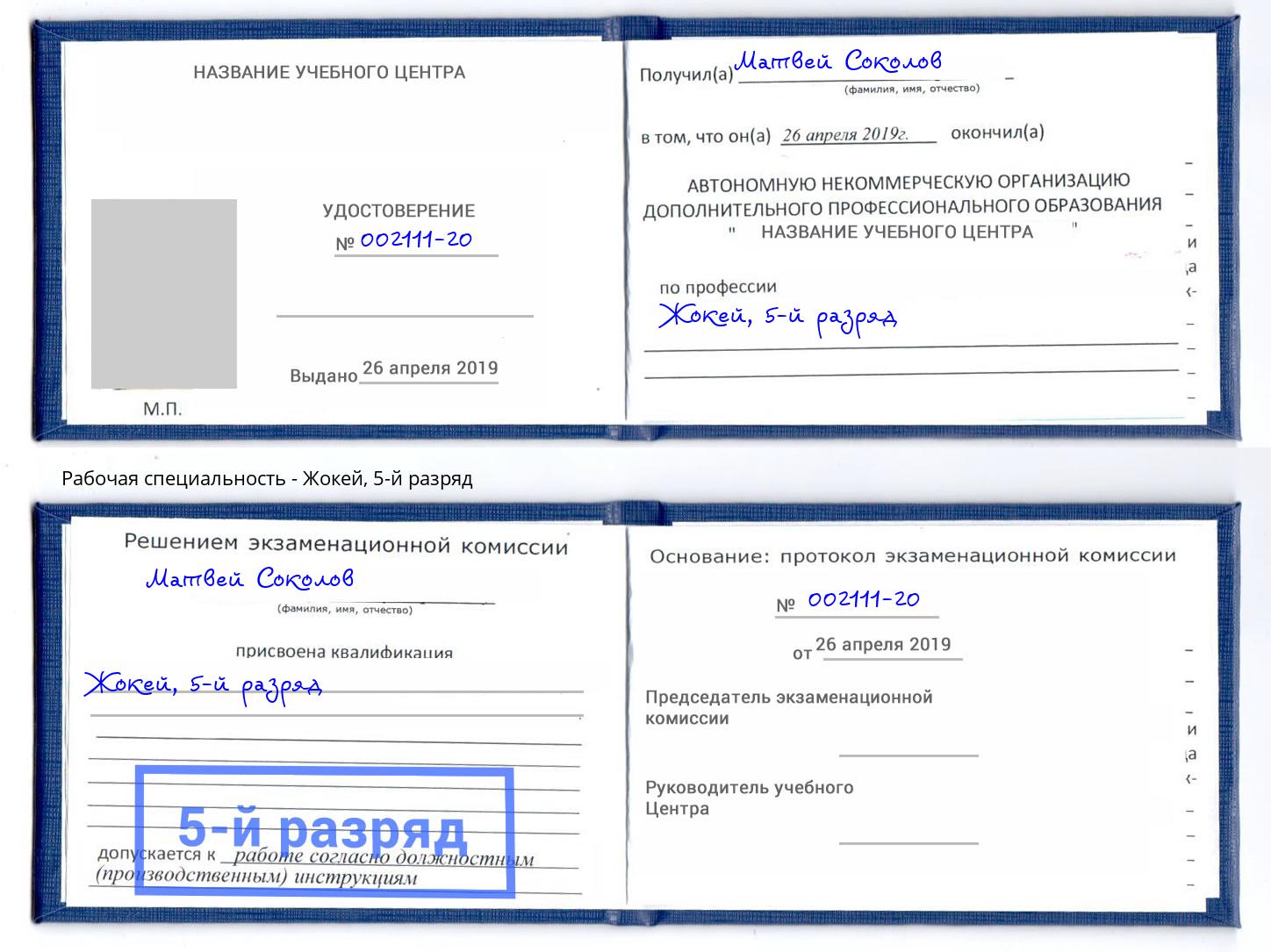 корочка 5-й разряд Жокей Кандалакша